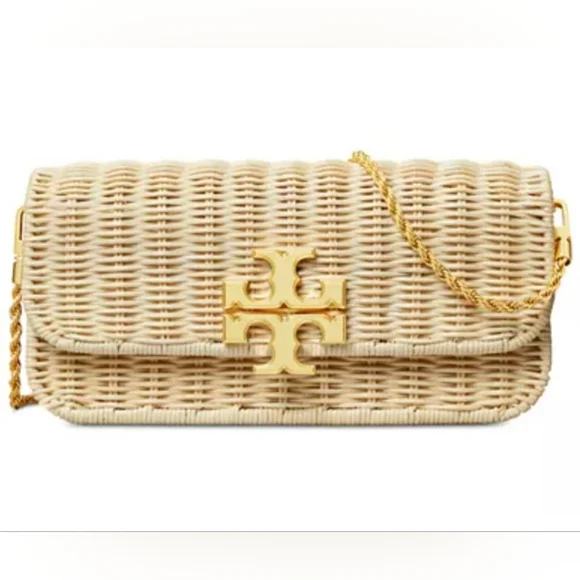 Tory Burch Eleanor Wicker Clutch Natural/254 148609 0623 w Dust Bag MSRP$498 NWT - Picture 1 of 16